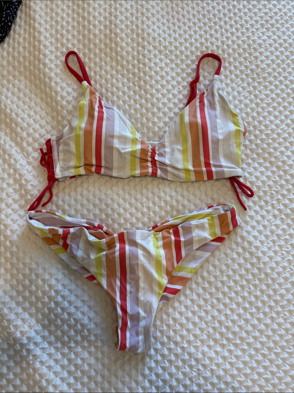 Roxy Striped Triangle Bikini Set in Multicolor